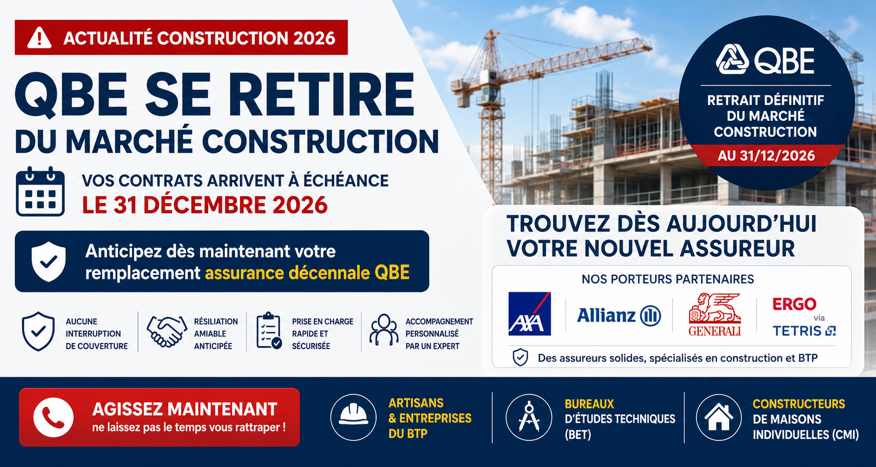 Retrait QBE RC d&eacute;cennale 2026 &ndash; MAGA Assurances courtier BTP